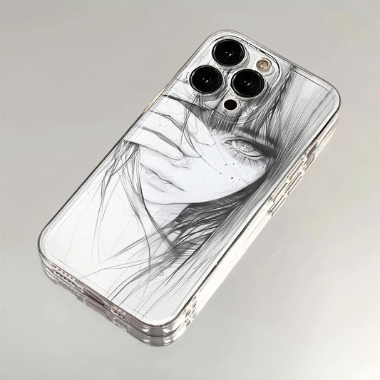 Coque Transparente “Sketch Girl” – Protection Élégante & Design Artistique Unique