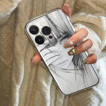 Coque Transparente “Sketch Girl” – Protection Élégante & Design Artistique Unique