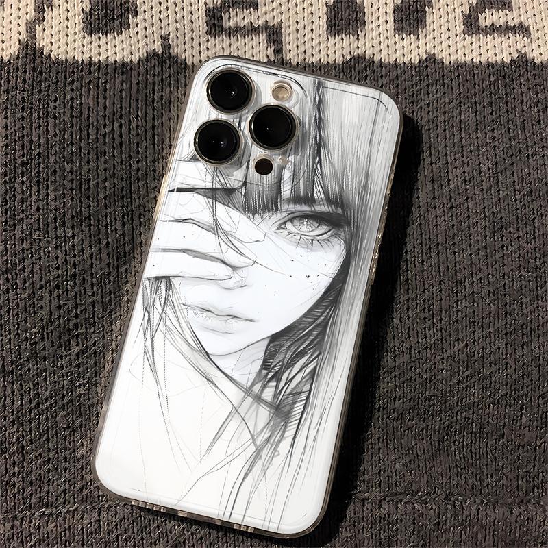 Coque Transparente “Sketch Girl” – Protection Élégante & Design Artistique Unique