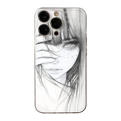 Coque Transparente “Sketch Girl” – Protection Élégante & Design Artistique Unique