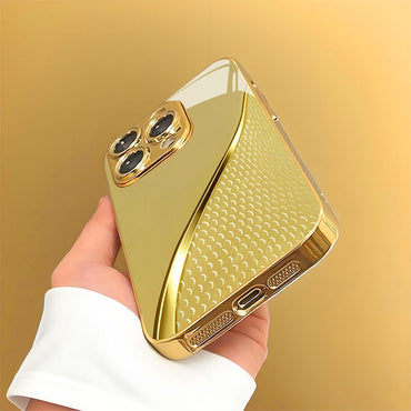 Coque de téléphone en verre trempé plaqué or pour iPhone