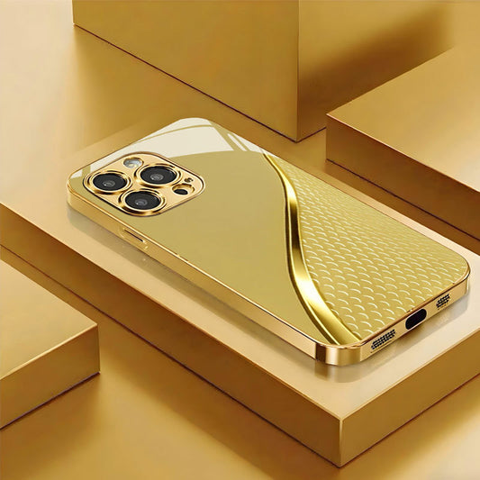 Coque de téléphone en verre trempé plaqué or pour iPhone