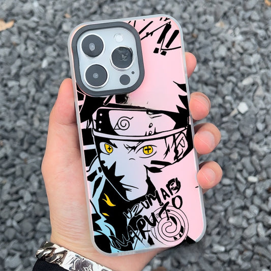 🔥 Coque iPhone Naruto & Sasuke – Effet laser Aurora & protection intégrale