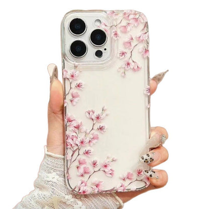 iPhone Clear Case Peach Blossom 🌸 – Shockproof Protection & Elegant Design